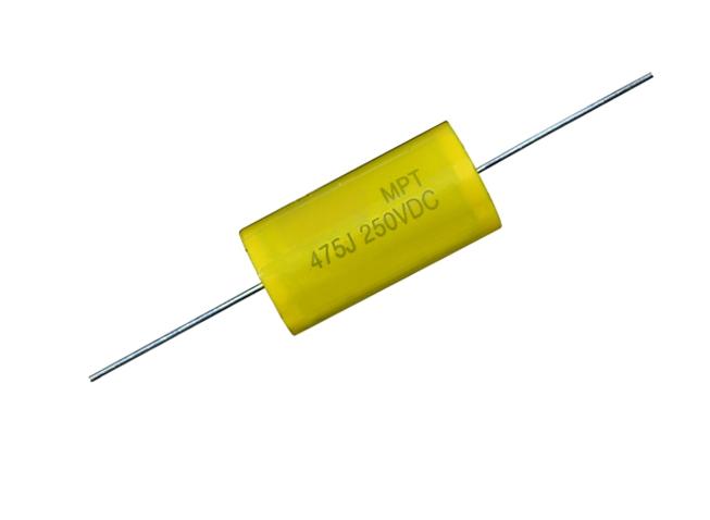 Axial metallized polypropylene film capacitor (cylindrical type) -MPT